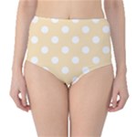 Polka Dots - White on Peach Orange High-Waist Bikini Bottoms