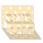 Polka Dots - White on Peach Orange TAKE CARE 3D Greeting Card (7x5)