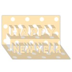 Polka Dots - White on Peach Orange Happy New Year 3D Greeting Card (8x4)