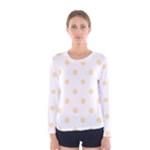 Polka Dots - Peach Orange on White Women s Long Sleeve T-shirt