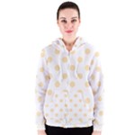 Polka Dots - Peach Orange on White Women s Zipper Hoodie