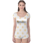 Polka Dots - Peach Orange on White Boyleg Leotard (Ladies)