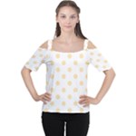 Polka Dots - Peach Orange on White Women s Cutout Shoulder Tee