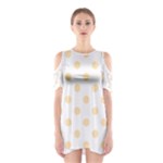 Polka Dots - Peach Orange on White Women s Cutout Shoulder Dress