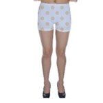 Polka Dots - Peach Orange on White Skinny Shorts