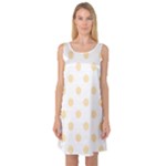 Polka Dots - Peach Orange on White Sleeveless Satin Nightdress