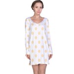 Polka Dots - Peach Orange on White Long Sleeve Nightdress