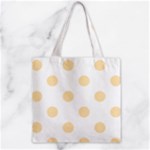 Polka Dots - Peach Orange on White Zipper Grocery Tote Bag