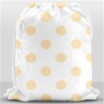 Polka Dots - Peach Orange on White Drawstring Bag (Large)