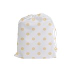 Polka Dots - Peach Orange on White Drawstring Pouch (L)