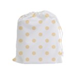 Polka Dots - Peach Orange on White Drawstring Pouch (XL)