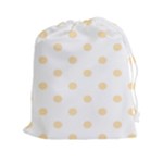 Polka Dots - Peach Orange on White Drawstring Pouch (XXl)