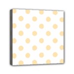 Polka Dots - Peach Orange on White Mini Canvas 6  x 6  (Stretched)