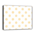 Polka Dots - Peach Orange on White Canvas 14  x 11  (Stretched)