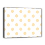 Polka Dots - Peach Orange on White Canvas 16  x 12  (Stretched)