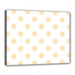 Polka Dots - Peach Orange on White Canvas 20  x 16  (Stretched)