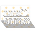 Polka Dots - Peach Orange on White Happy Birthday 3D Greeting Card (8x4)