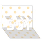 Polka Dots - Peach Orange on White BOY 3D Greeting Card (7x5)