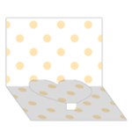 Polka Dots - Peach Orange on White Heart Bottom 3D Greeting Card (7x5)