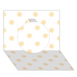 Polka Dots - Peach Orange on White Circle 3D Greeting Card (7x5)