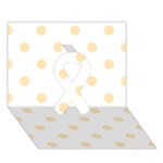 Polka Dots - Peach Orange on White Ribbon 3D Greeting Card (7x5)