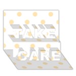 Polka Dots - Peach Orange on White TAKE CARE 3D Greeting Card (7x5)