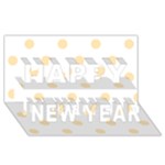 Polka Dots - Peach Orange on White Happy New Year 3D Greeting Card (8x4)