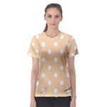 Polka Dots - White on Sunset Orange Women s Sport Mesh Tee