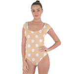 Polka Dots - White on Sunset Orange Short Sleeve Leotard (Ladies)