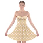 Polka Dots - White on Sunset Orange Strapless Bra Top Dress