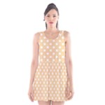 Polka Dots - White on Sunset Orange Scoop Neck Skater Dress