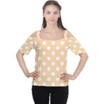 Polka Dots - White on Sunset Orange Women s Cutout Shoulder Tee