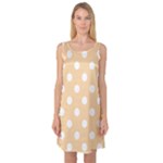 Polka Dots - White on Sunset Orange Sleeveless Satin Nightdress