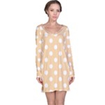 Polka Dots - White on Sunset Orange Long Sleeve Nightdress