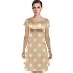 Polka Dots - White on Sunset Orange Cap Sleeve Nightdress