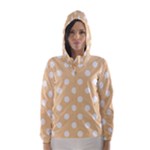 Polka Dots - White on Sunset Orange Hooded Wind Breaker (Women)