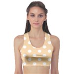 Polka Dots - White on Sunset Orange Women s Sports Bra