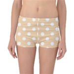 Polka Dots - White on Sunset Orange Reversible Boyleg Bikini Bottoms