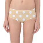 Polka Dots - White on Sunset Orange Mid-Waist Bikini Bottoms