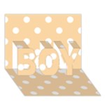 Polka Dots - White on Sunset Orange BOY 3D Greeting Card (7x5)