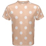 Polka Dots - White on Apricot Orange Men s Cotton Tee