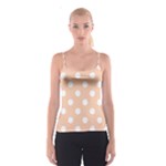 Polka Dots - White on Apricot Orange Spaghetti Strap Top