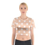 Polka Dots - White on Apricot Orange Cotton Crop Top