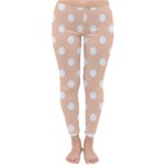 Polka Dots - White on Apricot Orange Winter Leggings