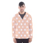 Polka Dots - White on Apricot Orange Hooded Wind Breaker (Men)