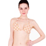 Polka Dots - White on Apricot Orange Bikini Top