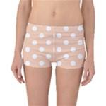 Polka Dots - White on Apricot Orange Boyleg Bikini Bottoms