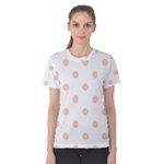 Polka Dots - Apricot Orange on White Women s Cotton Tee