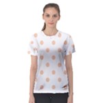 Polka Dots - Apricot Orange on White Women s Sport Mesh Tee