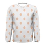 Polka Dots - Apricot Orange on White Men s Long Sleeve T-shirt